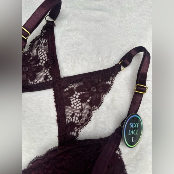 Body Frosting Size Large Padded Lined Back Bralette Color Plum - Picture 5 of 9